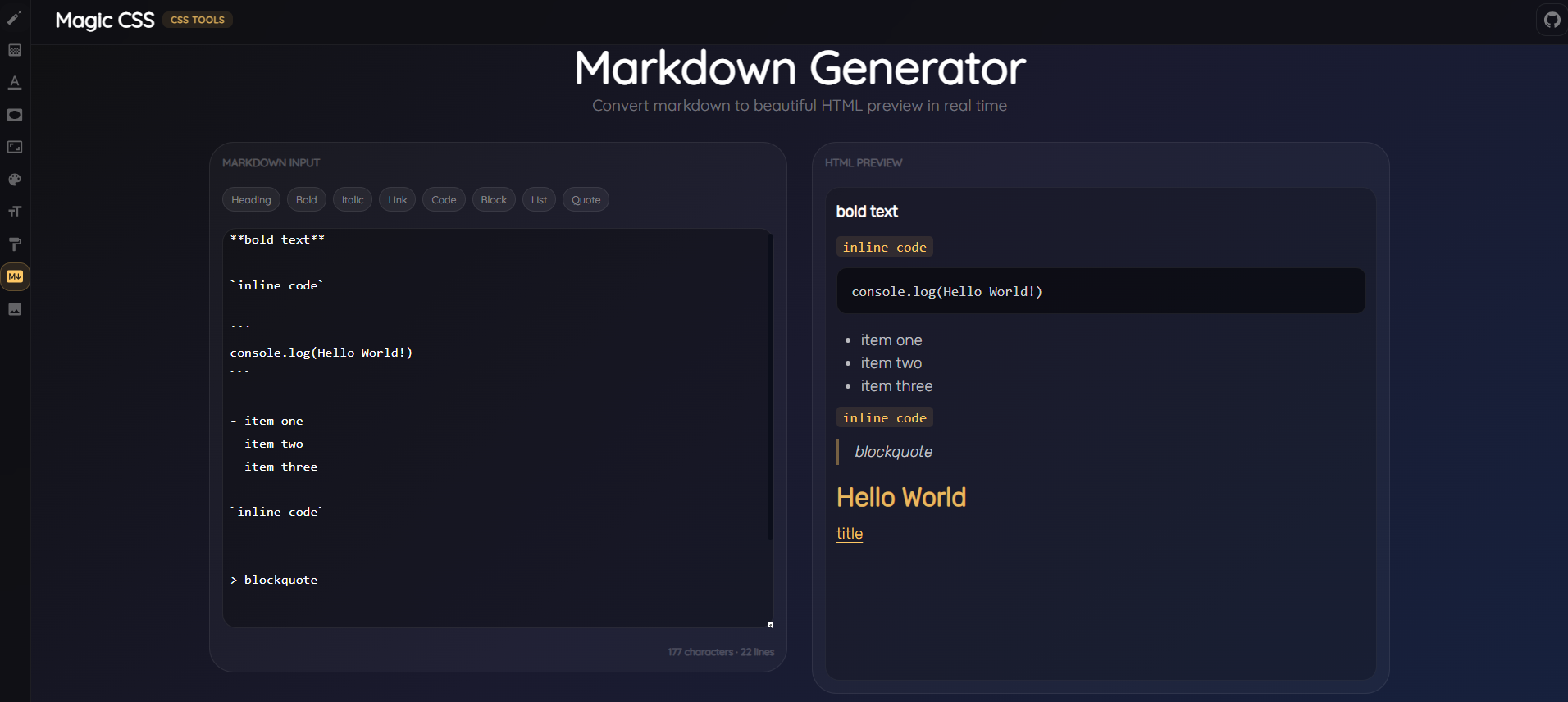 Markdown Generator